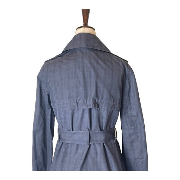 Elizabeth And James Navy Blue Plaid Collared Convertible Trench‎ Coat Size XS - Picture 7 of 11